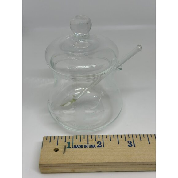 VTG Princess House Heritage Etched Crystal Sugar Bowl with Lid & Spoon  4"x2.75" - Picture 8 of 8